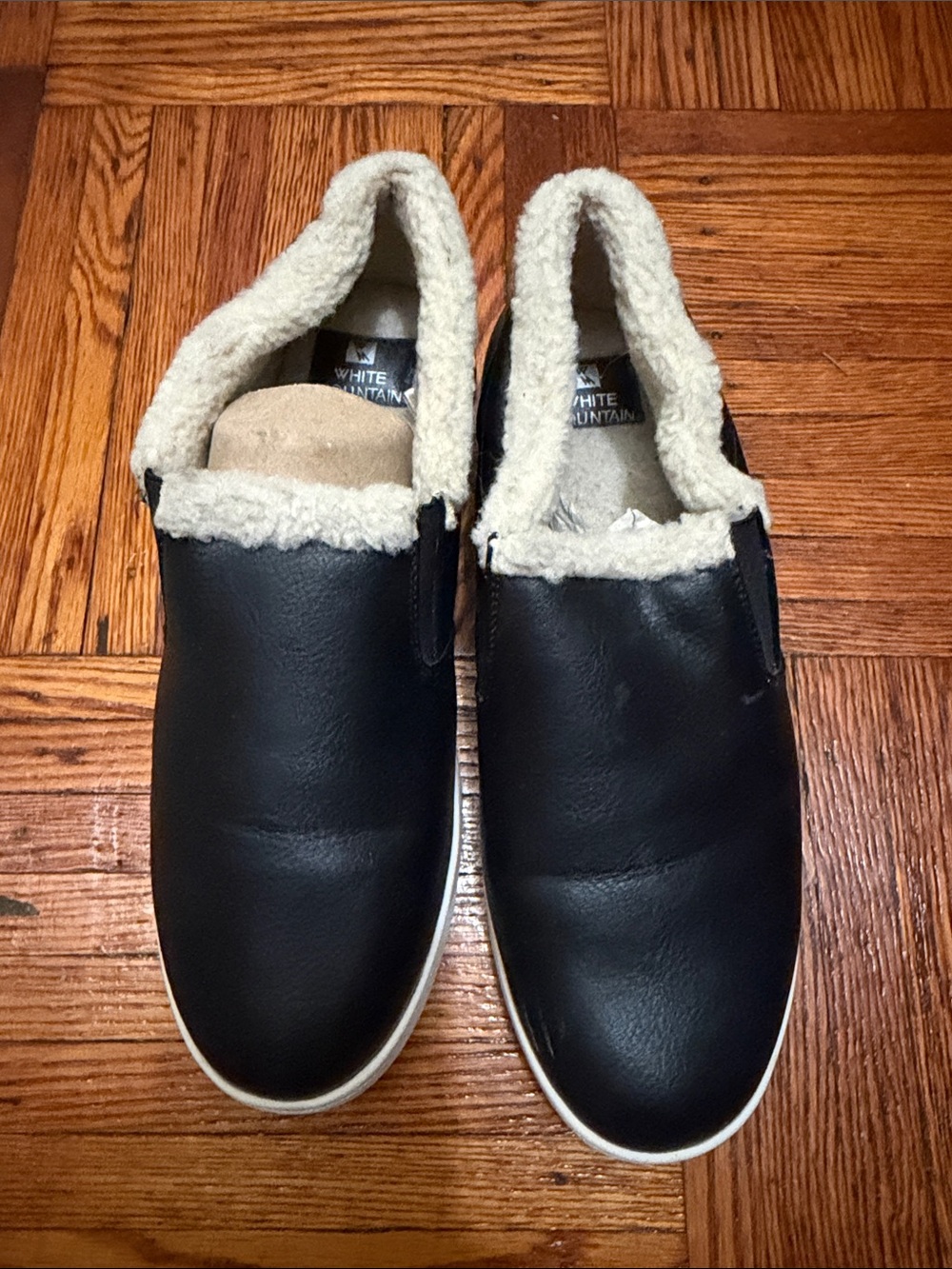 White Mountain Women’s Black Faux-Shearling Slip-On Shoes